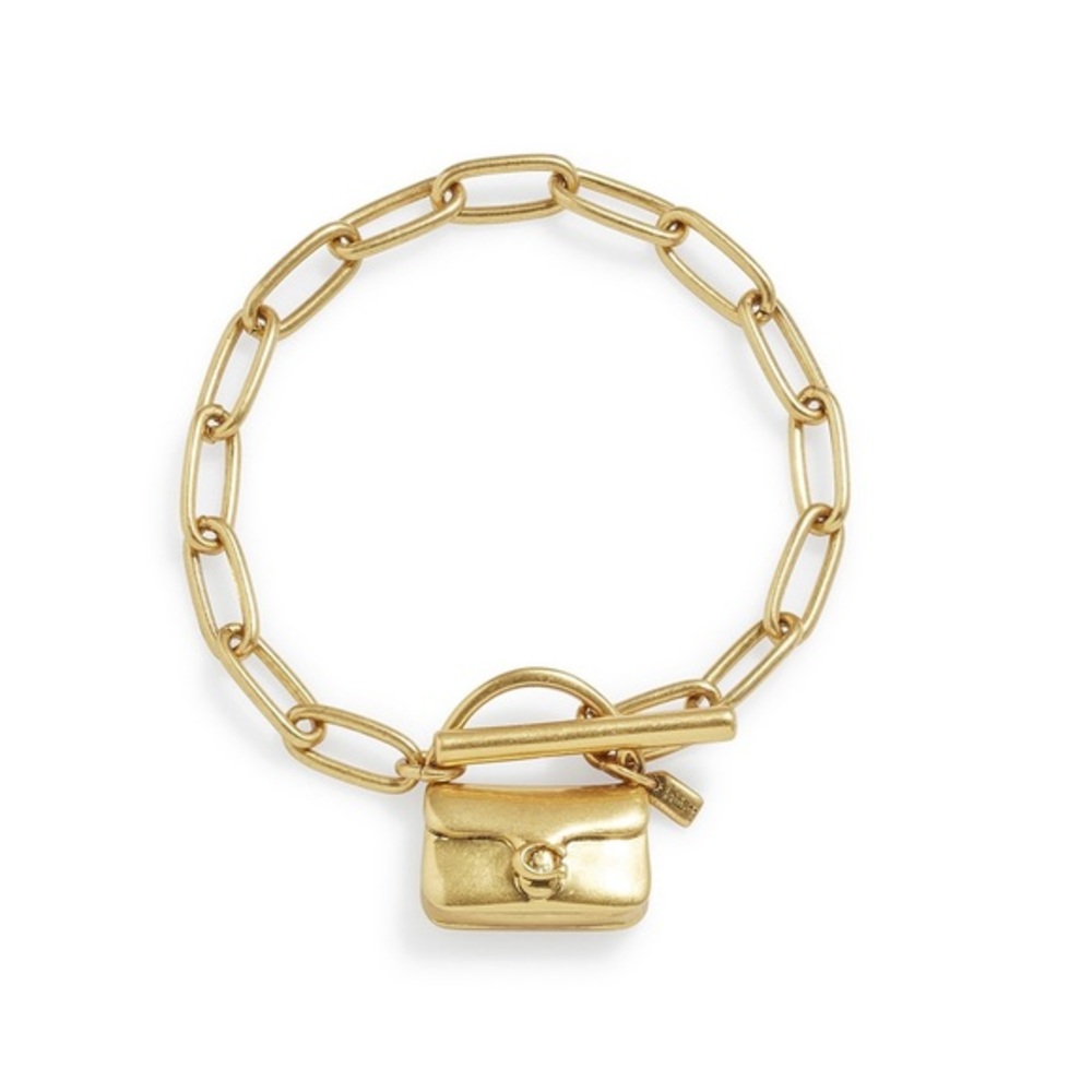 SOLD COACH Mini Tabby Gold Tone Handbag Charm Paperclip Link Toggle Bracelet